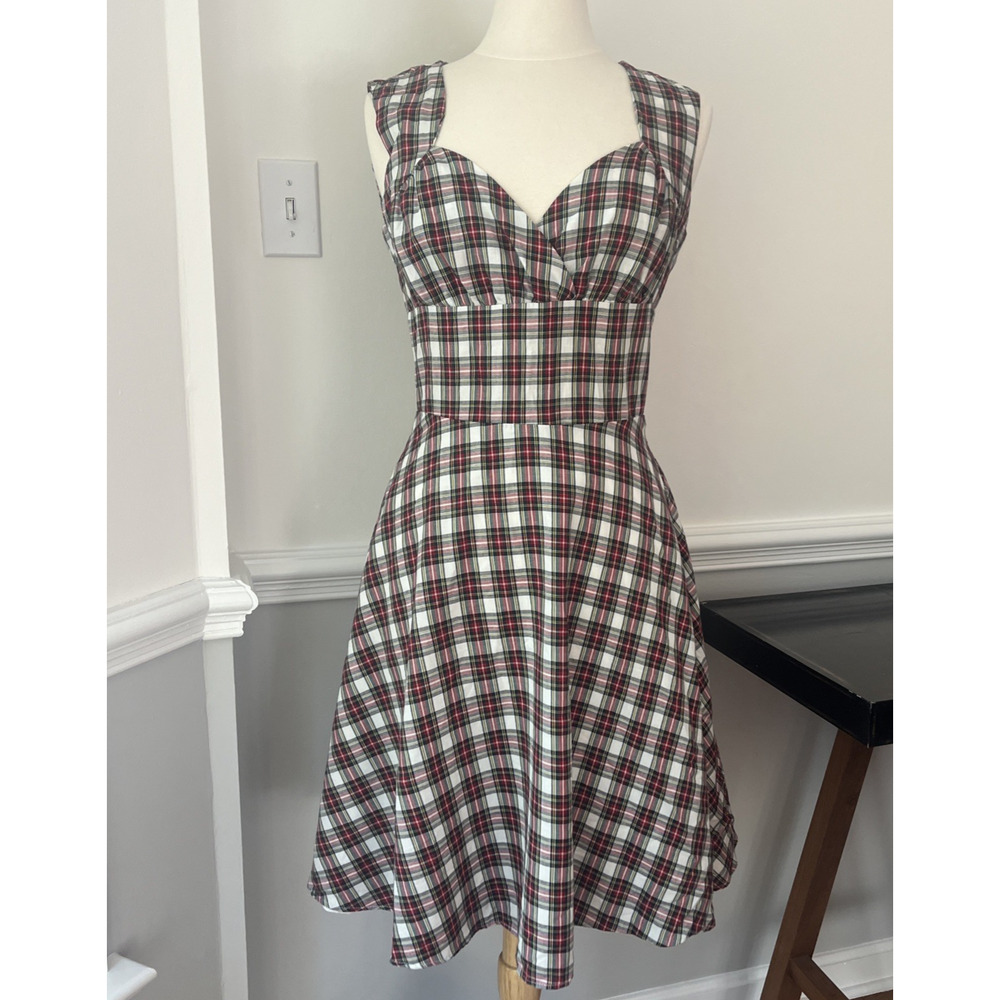 Bernie Dexter Perfect Pinup  Dress Large Red Black Plaid 50's Retro Rockabilly